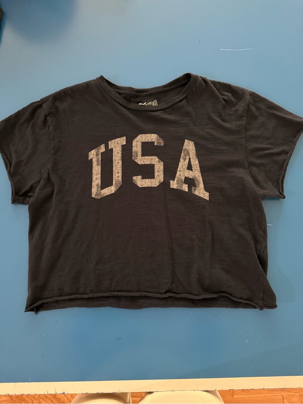 Original Retro Brand Black USA Cropped Short Sleeve Tee. Like New. Size XS